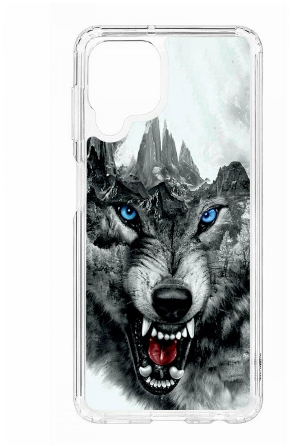 Чехол для Samsung Galaxy A22 Kruche Print Волк, противоударная пластиковая накладка с рисунком, силиконовый бампер с защитой камеры, кейс с принтом