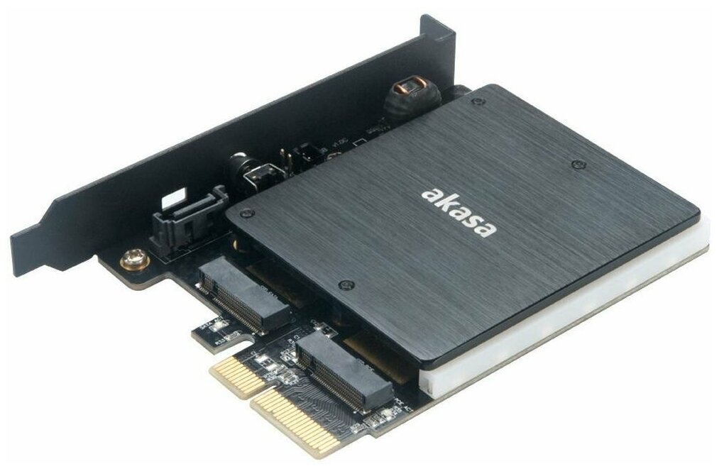 Адаптер ARGB с радиатором AKASA для M2 SATA/PCI-e SSD в PCI-e AK-PCCM2P-03