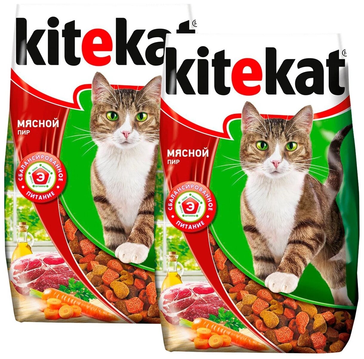 KITEKAT мясной ПИР для взрослых кошек (15 + 15 кг) - фотография № 1