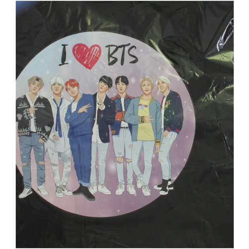 Сумка. I love BTS (черная, 38х43 см, длина ручек 58 см)