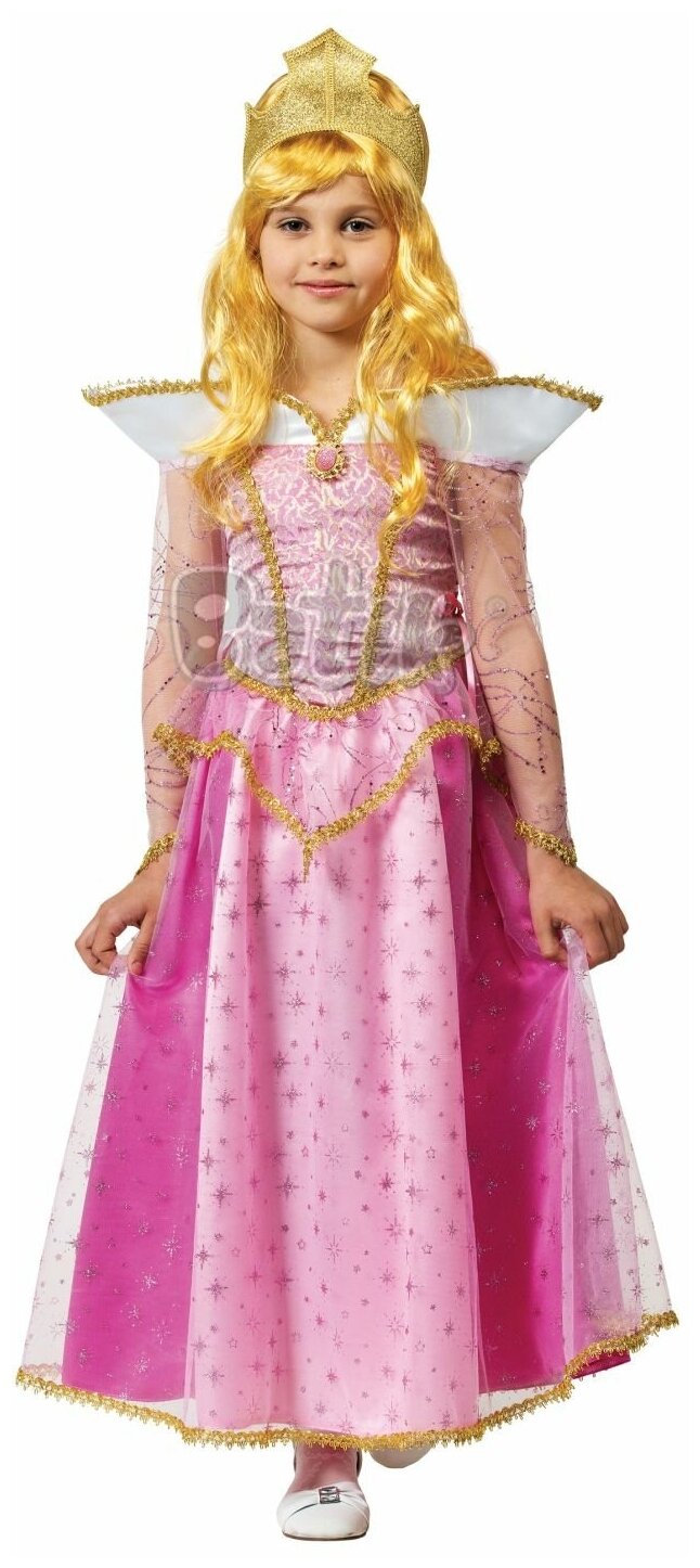 Карнавальный костюм Принцесса Аврора (платье, парик, брошь, корона) р. 36 7064-36
