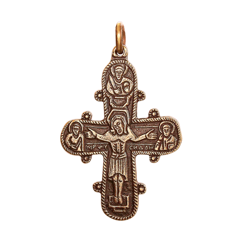 Крестик Мастерская Алешиных крест нательный с распятием иисуса христа и образом иконы божией матери умиление 11012362