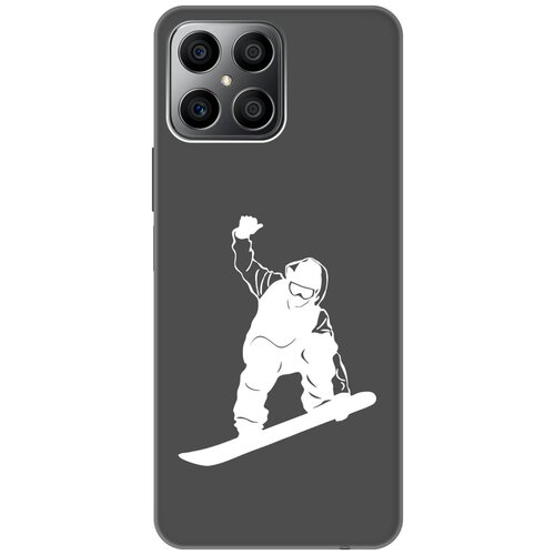 Матовый чехол Snowboarding W для Honor X8 / Хонор Икс 8 с 3D эффектом черный матовый чехол snowboarding w для honor x8 хонор икс 8 с 3d эффектом черный