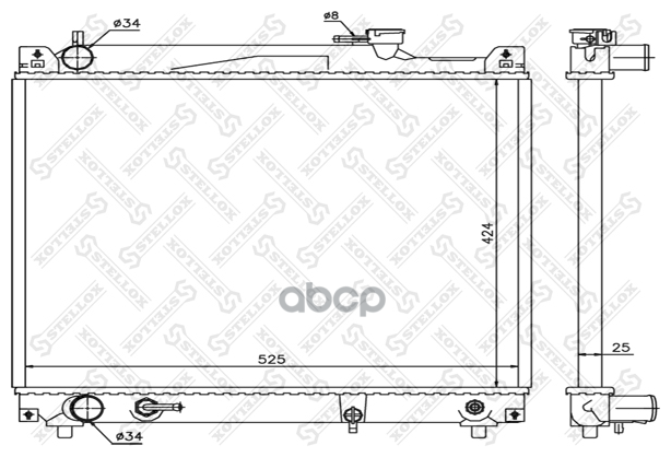 10-25360-Sx_радиатор Системы Охлаждения! Акпп Suzuki Grand Vitara/Vitara 2.0i 97> Stellox арт. 1025360SX