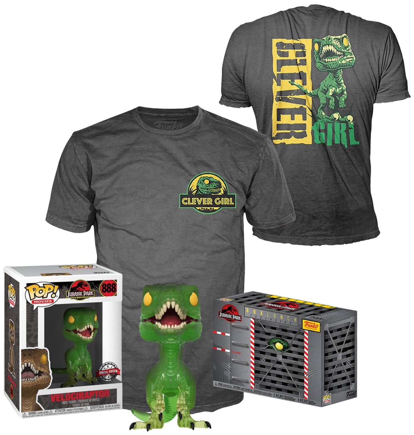 Набор Фигурка+Футболка Funko POP and Tee: Jurassic Park: Clever Raptor(GR/TRL)(M) 47629