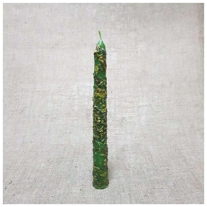 Свеча магическая "На здоровье" с травой зелёная 20см