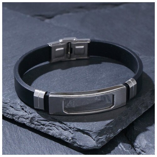 фото Браслет унисекс "стиль" пряжка, цвет чёрный с серебром, 20,5 см 7986098 queen fair