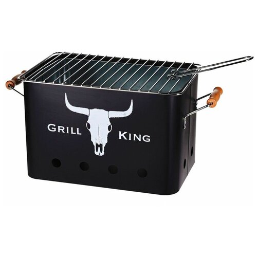 портативный гриль roadlike grill синий Портативный гриль на углях GRILL KING, с деревянными ручками, чёрный, 32х20х20 см, Koopman International