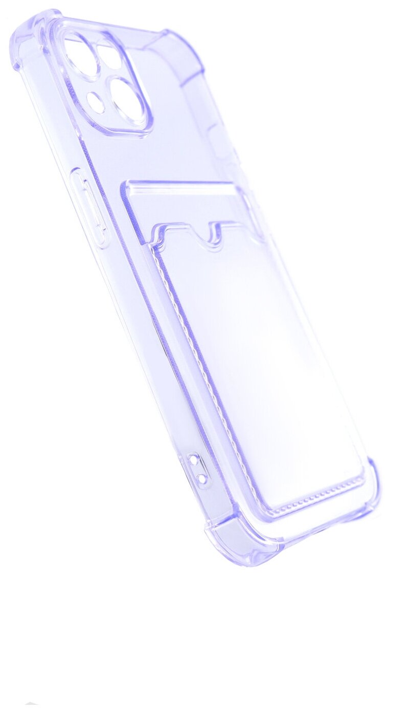 Чехол защитный усиленный TPU LuxCase для Apple iPhone 13, Прозрачно-сиреневый, 1 - фото №3
