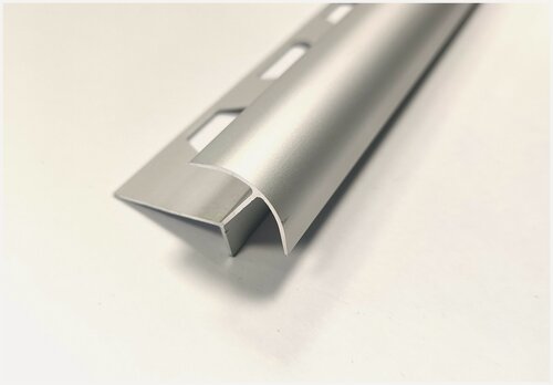 Изображение товара Профиль F-образный алюминиевый закругленный для плитки до 12мм, ПО-12х12, длина 2,7м, Анод серебро матовое