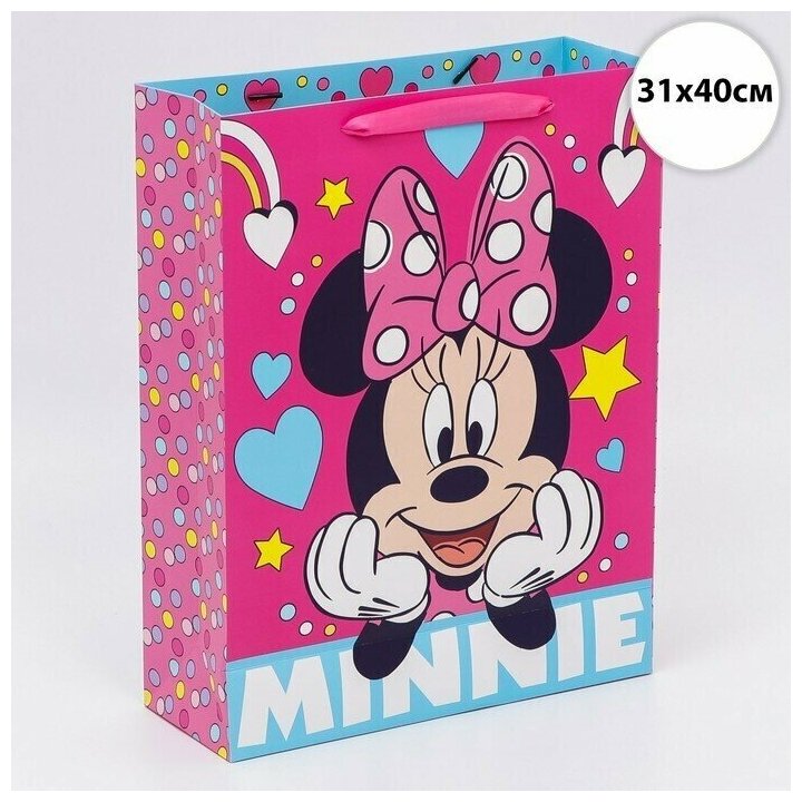 Пакет подарочный, 31 х 40 х 11,5 см "Minnie", Минни Маус
