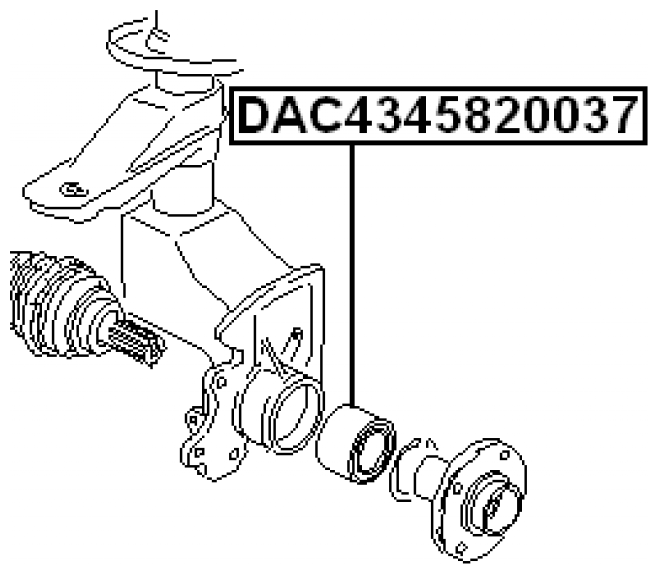 Подшипник ступичный передний Febest DAC4345820037