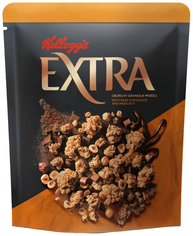 Гранола-мюсли KELLOGG'S Extra, с темным шоколадом и фундуком, 300г - фотография № 1