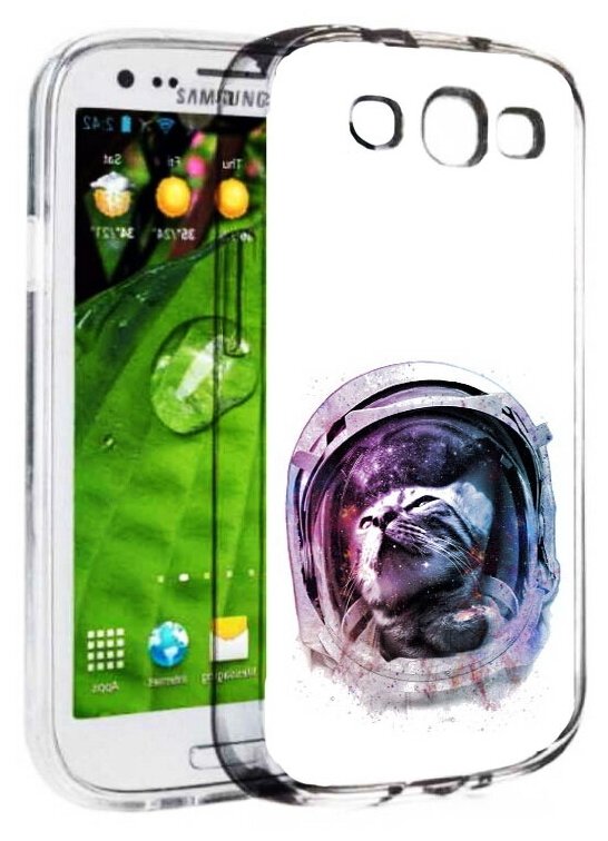 Чехол задняя-панель-накладка-бампер MyPads кот в шлеме для Samsung Galaxy S3 GT-I9300/Duos GT-I9300I противоударный
