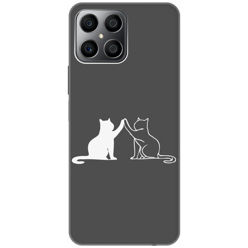 Матовый Soft Touch силиконовый чехол на Honor X8, Хонор Икс 8 с 3D принтом Cats W черный матовый soft touch силиконовый чехол на honor x8 хонор икс 8 с 3d принтом the nineties w черный