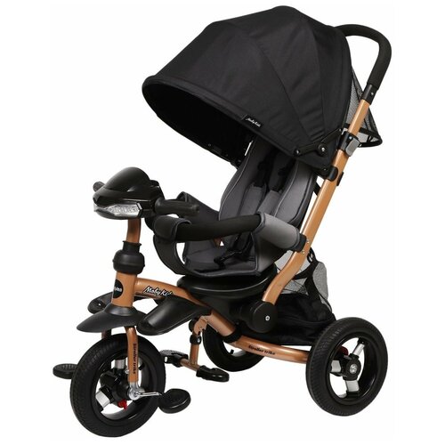 Велосипед-коляска 3 кол. Stroller trike 10x10 AIR Car, черный, золот. металлик