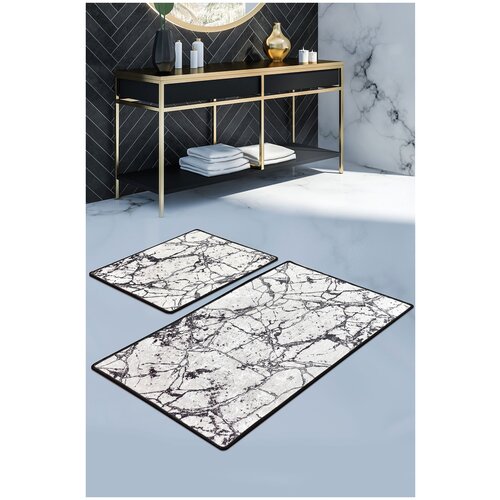 Комплект 60x100, 50x60 см из 2-х безворсовых противоскользящих ковриков для ванной Chilai Home Турция, 8682125940335