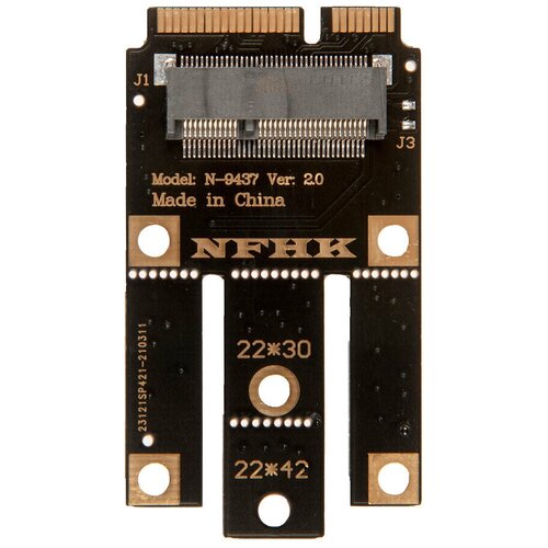 Переходник для подключения Wi-Fi/Bluetooth адаптера M.2 A/E в разъем mSATA / NFHK N-9437E-G, черный адаптер переходник для замены карты wi fi bcm94360cs2 на карту m 2 a e key nfhk n pn09 v2
