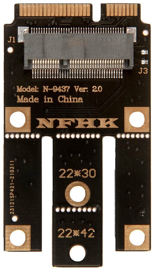 Переходник для подключения Wi-Fi/Bluetooth адаптера M.2 A/E в разъем mSATA / NFHK N-9437E-G, черный