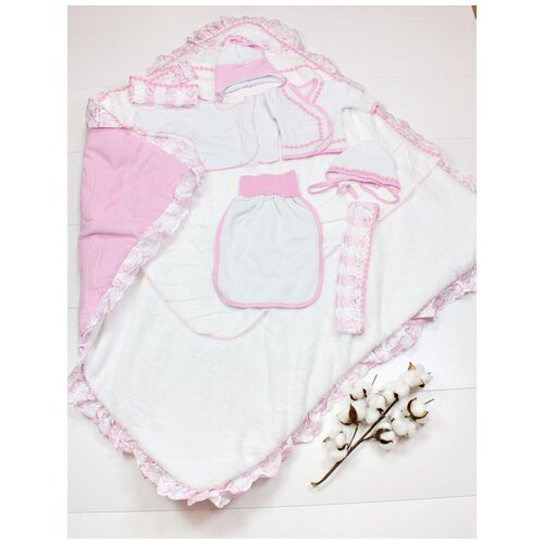 Комплект одежды  Magic Jewel детский, чепчик и лента и шапка и кофта и уголок и распашонка и одеяло, нарядный стиль, размер 110 x 110 см, розовый