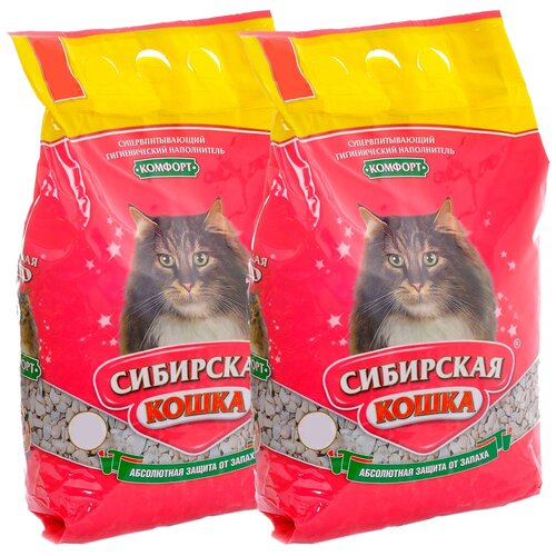 Сибирская кошка комфорт наполнитель впитывающий для туалета кошек (20 + 20 л)