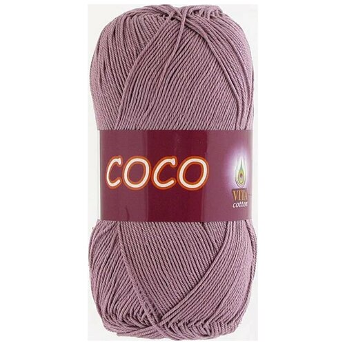 Пряжа хлопковая Vita Cotton Coco (Вита Коко) - 2 мотка, 4307 пыльная роза, 100% мерсеризованный хлопок 240м/50г