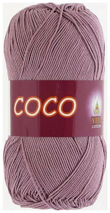 Пряжа хлопковая Vita Cotton Coco (Вита Коко) - 2 мотка, 4307 пыльная роза, 100% мерсеризованный хлопок 240м/50г