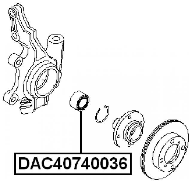 Подшипник ступичный передний Febest DAC40740036