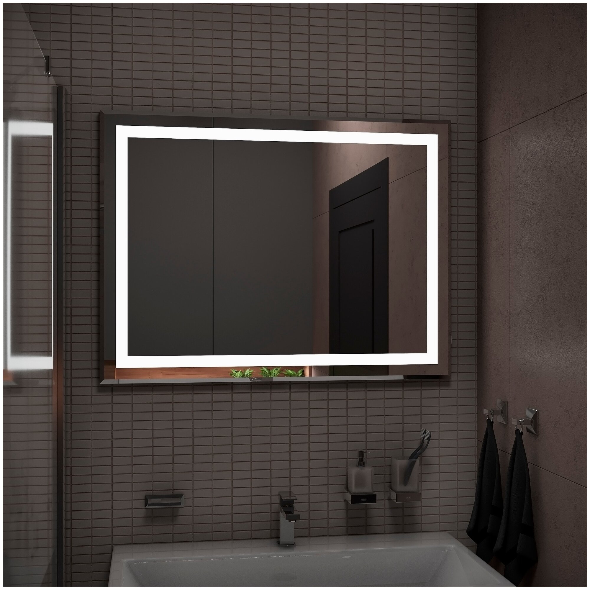 Зеркало с подсветкой и механическим выключателем для ванной комнаты Continent Торрес Люкс 80х60 см - фотография № 5