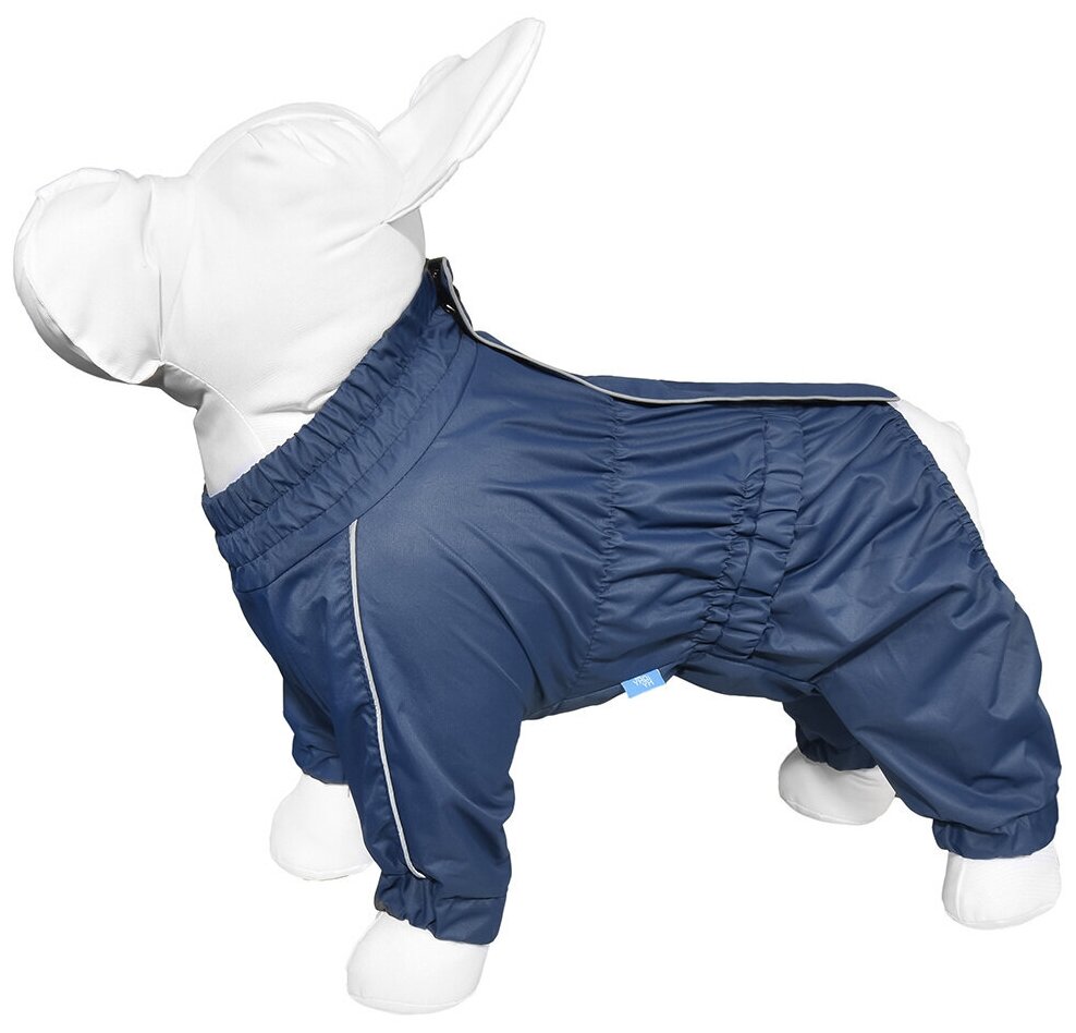 Yami-Yami Дождевик для собак, на гладкой подкладке, Французский бульдог, синий, спинка 34 см - фотография № 1