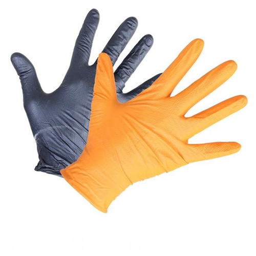 Перчатки нитриловые RoxelPro NITRILE GLOVES ROXTOP черные/оранжевые 100шт (50 пар). Размер L нитриловые водонепроницаемые гипоаллергенные одноразовые защитные перчатки 100 шт лот