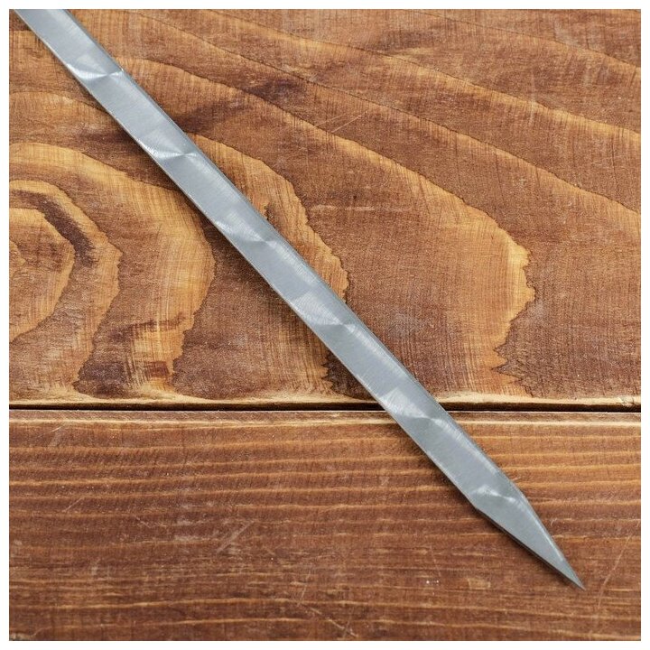 Шампур узбекский 59см, деревянная ручка, (рабочая часть 40см,сталь 2мм), с узором - фотография № 2