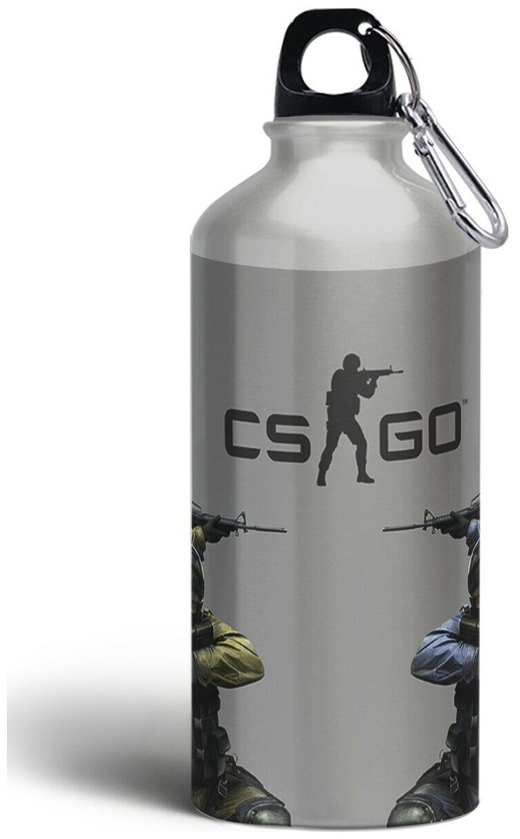 Бутылка спортивная,туристическая фляга, 500мл с карабином Counter Strike 1-1