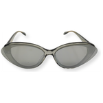 Очки солнцезащитные женские Alexander McQueen AM0249S, оправа серая, линза зеркальная, форма кошачий глаз - изображение