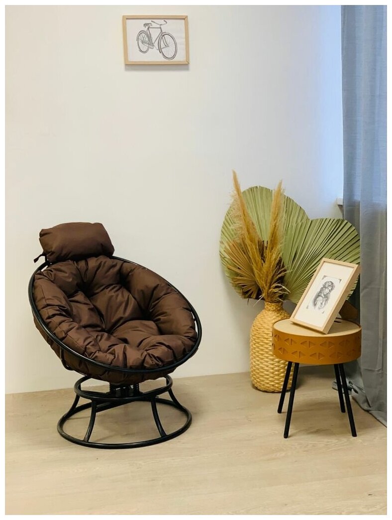 Кресло m-group папасан пружинка мини коричневое, коричневая подушка - фотография № 4