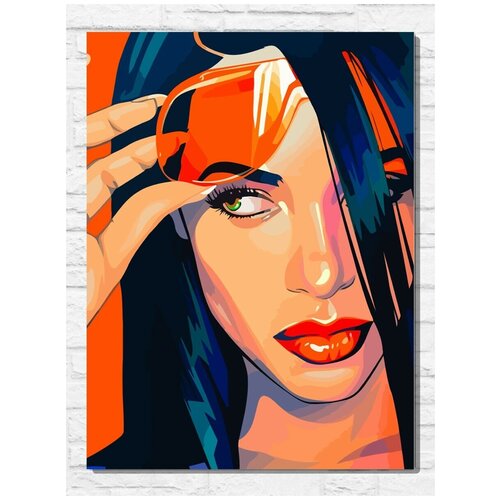 Картина по номерам на холсте Поп арт девушка (портрет, губы, волосы, красочная картина) - 9505 В 30x40