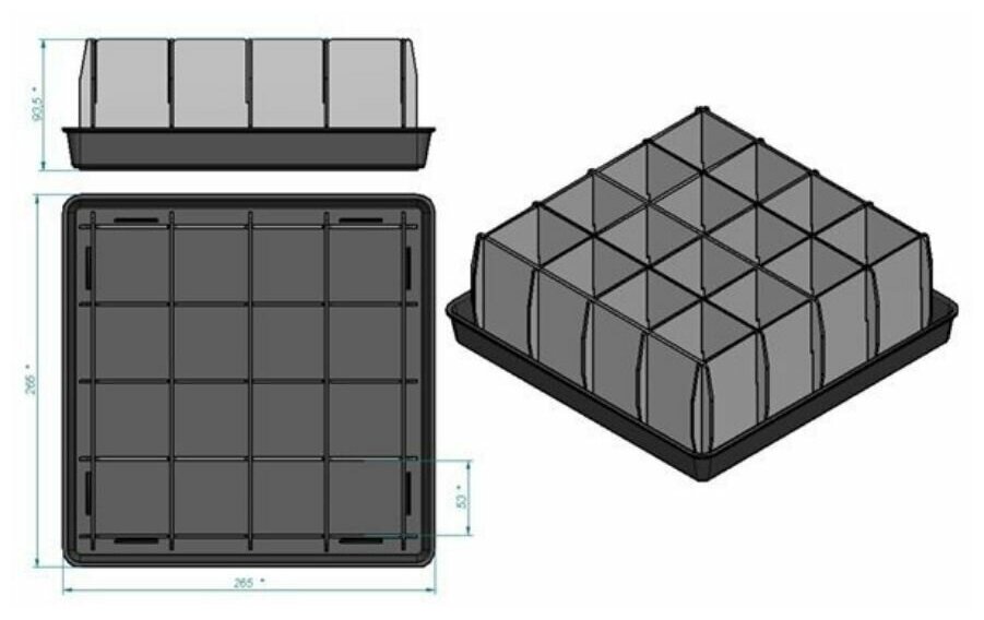 Благодатное земледелие Набор для рассады разборный 16 ячеек - фотография № 2