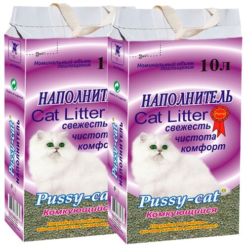 PUSSY-CAT комкующийся наполнитель комкующийся для туалета кошек (10 + 10 л)