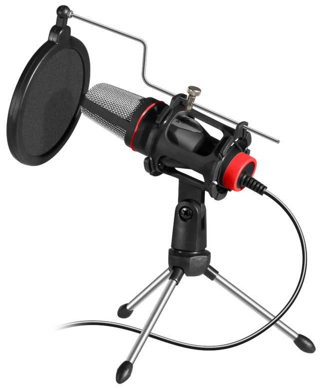 Микрофон Defender Forte GMC 300, игровой, стрим, чёрно-красный