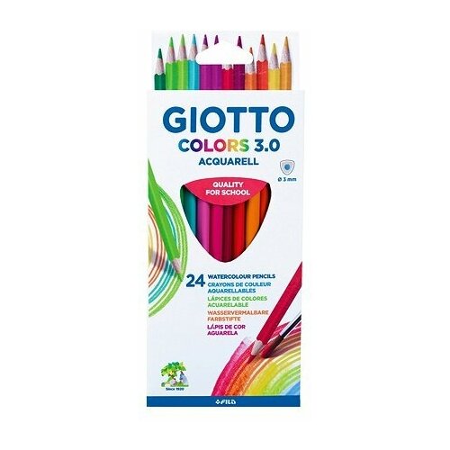 Giotto Giotto Colors 3.0 Цветные акварельные деревянные карандаши, 24 шт. треугольной формы.