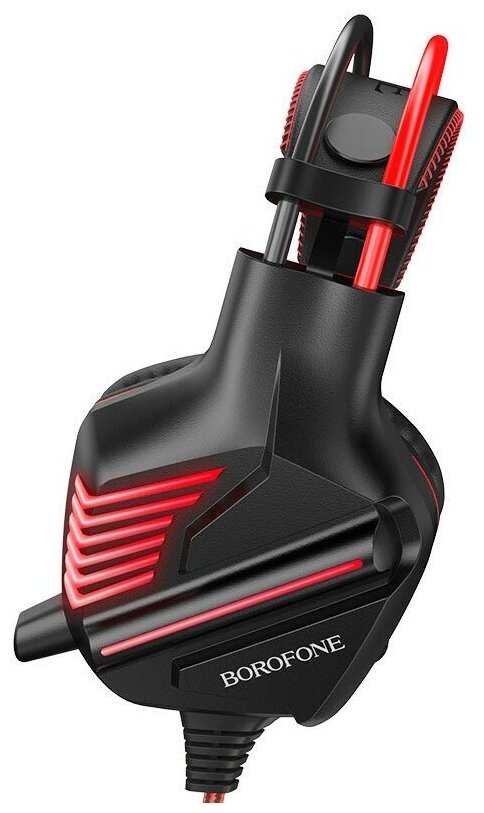 Гарнитура Borofone BO101 Racing, LED-подсветка, игровая, кабель 2 м, красный