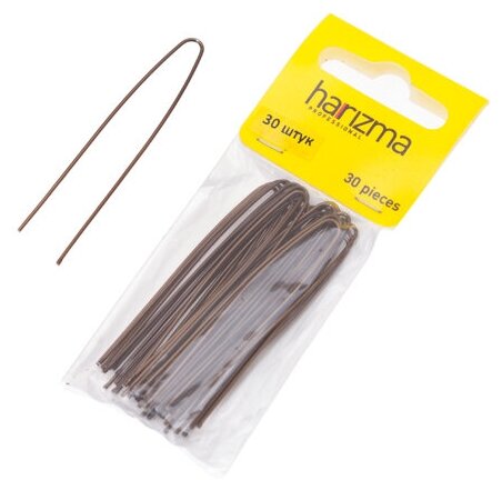 HARIZMA Шпильки 60 мм прямые коричневые 30 штук harizma