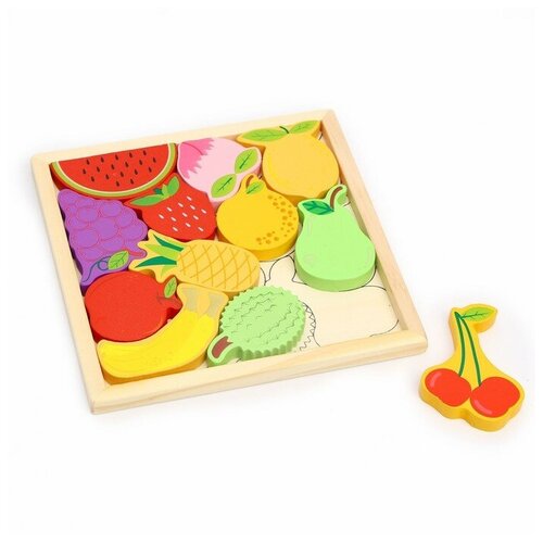 фото Детский развивающий пазл в рамке «фрукты, ягоды» 16,6 × 16,6 × 1,2 см dreammart