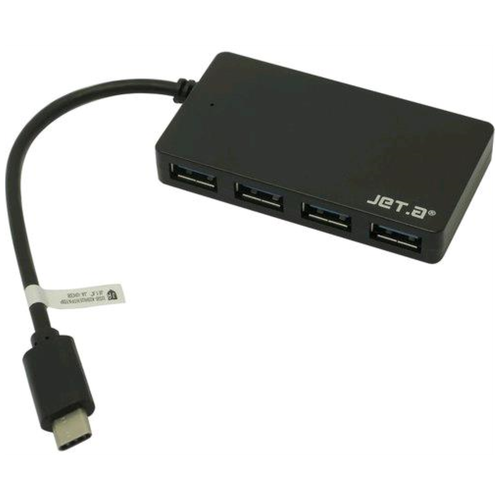 USB-концентратор Jet. A JA-UH38 USB Type C на 4 порта USB 3.0, Hot Plug, ультракомпактный, чёрный