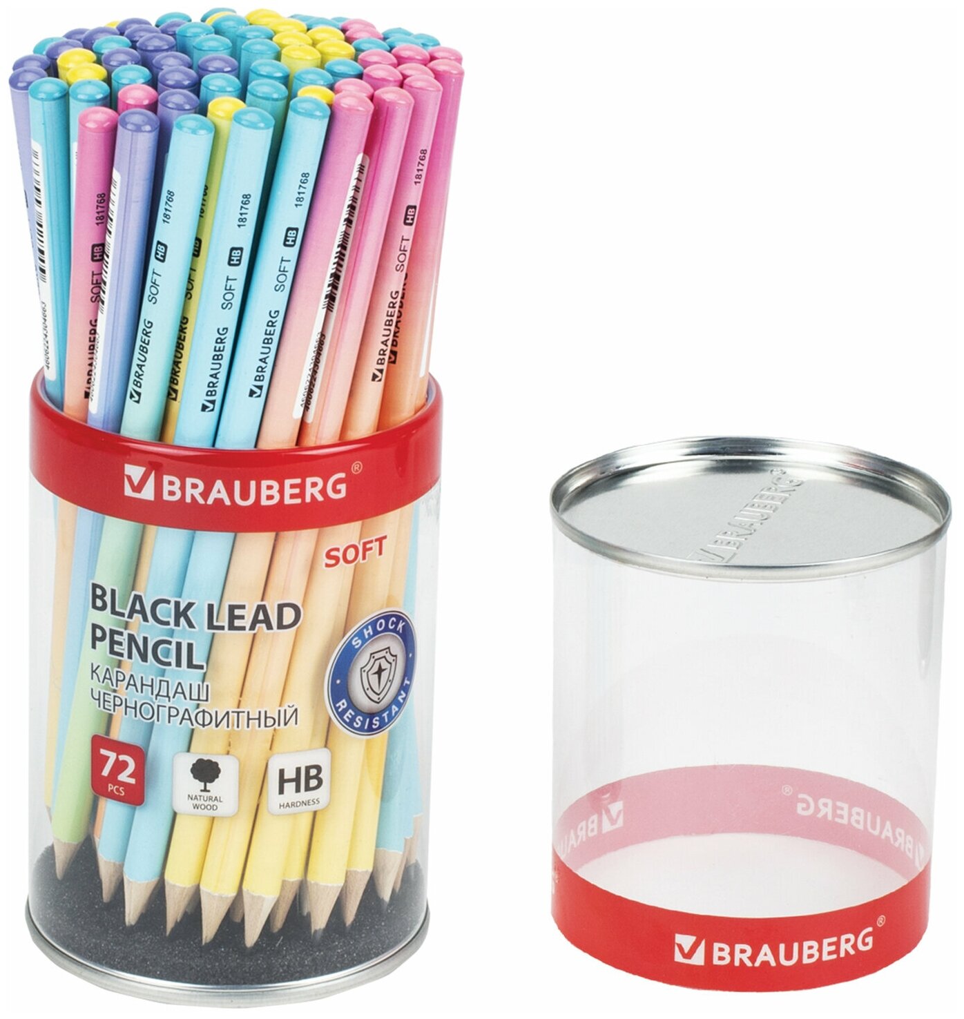 Карандаши простые чернографитные Hb Brauberg Soft Pastel Выгодный Комплект 72 штуки корпус ассорти 880759