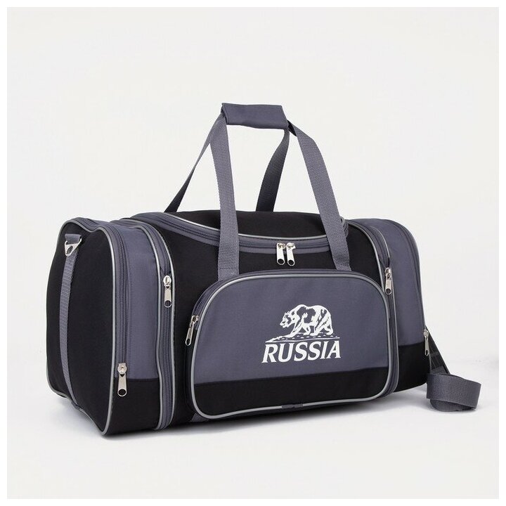 5305 П600 Сумка дор, 55/67*28*29, отд на молнии, с увел, 3 н/карм, длин ремень, черно/серый Зфтс 925 .