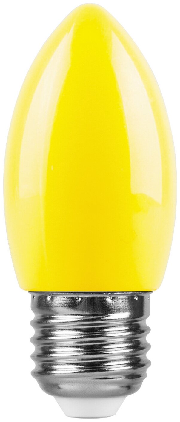 Лампа светодиодная, (1W) 230V E27 желтый C35, LB-376