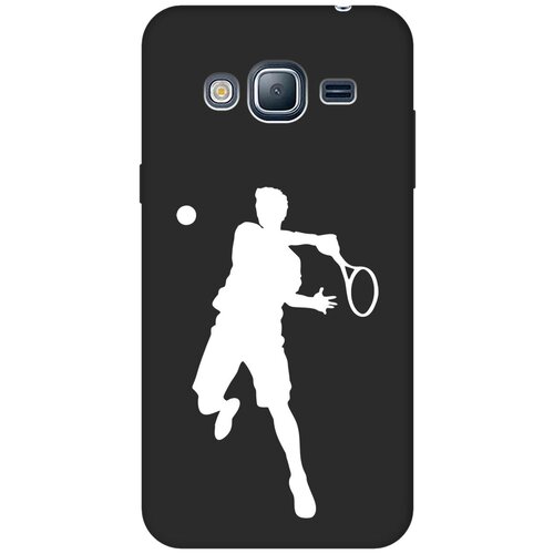 Матовый чехол Tennis W для Samsung Galaxy J3 (2016) / Самсунг Джей 3 2016 с 3D эффектом черный матовый чехол hockey для samsung galaxy j3 2016 самсунг джей 3 2016 с эффектом блика черный