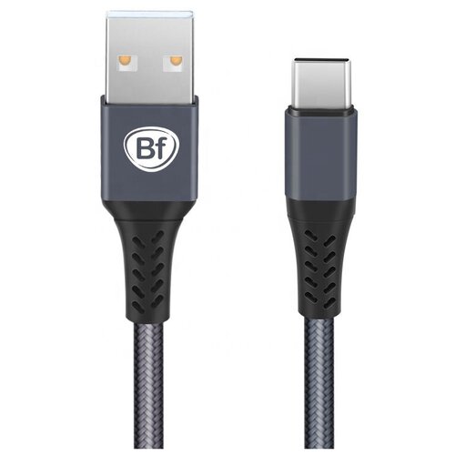 USB-A/Type-C зарядный кабель 30W / 3A, с нейлоновой оплеткой, Bf А27, серый