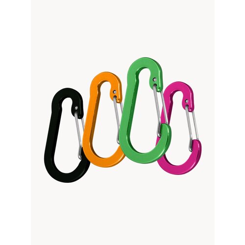 Карабин, алюминиевый сплав с эмалевым покрытием, размер 5х3 см, набор 4 шт.